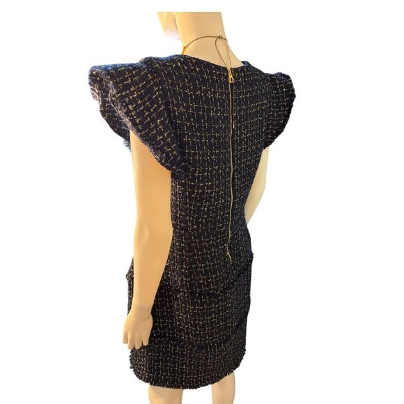 Sail to Sable Fringe Trim Wool Blend Fit & Flare Navy Dress MSRP $288 Size M NWT - Picture 5 of 8